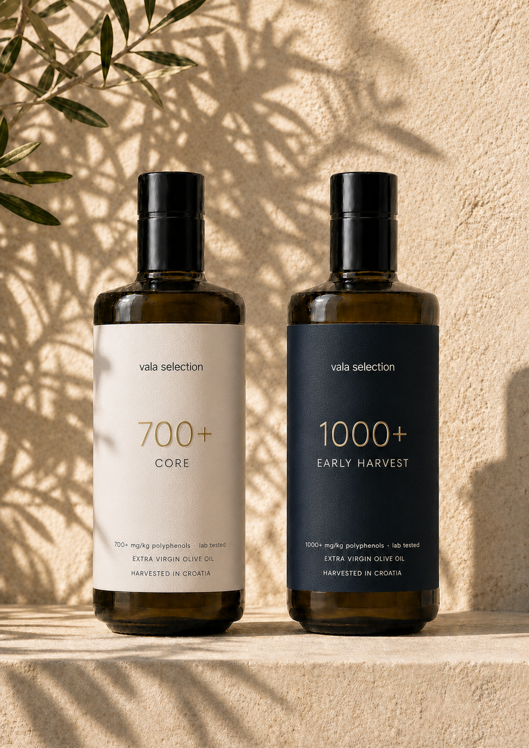 Vala Selection DUO med en CORE 700+ och en Early Harvest 1000+, två flaskor om 500 ml